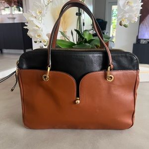 Pour la Victoire Cognac/Black Briefcase Purse